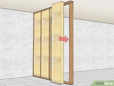 How to Build a Fake Wall: 12 Steps (with Pictures) - wikiHow Building A False Wall, Making A Temporary Wall Room Dividers, Building A Room Divider Wall, How To Build A Moveable Wall, Building A Wall With A Door, How To Build Interior Wall, Wall Paneling Room Divider, Easy Diy Partition Wall, Ideas For Temporary Walls