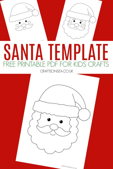 Santa Craft Template (FREE Printable PDF) Printable Santa Face Template, Santas Face Template, Santa Claus Face Template, Santa Claus Face Template Free Printable, Easy Santa Crafts Preschool, Santa Projects For Preschoolers, Pie Template Free Printable, Santa Toddler Craft, Santa Claus Printables Free