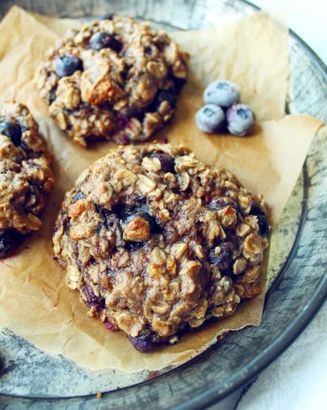 Blueberry Banana Breakfast Cookies — Baked Greens Banana Breakfast Cookies, Banana Oatmeal Cookies Healthy, Blueberry Oatmeal Cookies, Banana Breakfast Cookie, Peanut Butter Blueberry, Oatmeal Cookies Easy, Oatmeal Breakfast Cookies, Bake Healthy, Breakfast Cookie Recipe