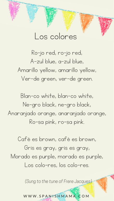 Preschool Spanish Lesson 6: Los colores. Song for learning the colors in Spanish, for kids. Spanish Circle Time Ideas, Multicultural Songs For Preschool, Spanish 1st Grade, Teaching Colors In Spanish, Spanish Colours, Bilingual Quotes, Songs In Spanish, Preschool Spanish Lessons, Colors In Spanish