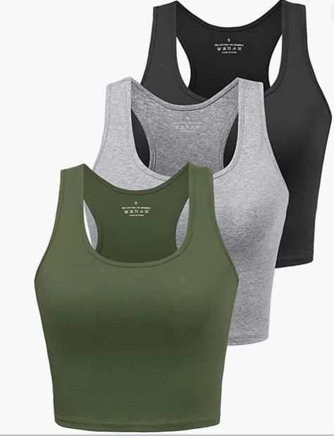 3 pack with multiple color options! Fitted Cropped Tank Top, Summer Tops Crochet, Workout Clothes Women, Blusas Crop Top, Tennis Dresses, Athletic Tops, Womens Yoga Clothes, Cute Tops For Women, Sports Crop Tops