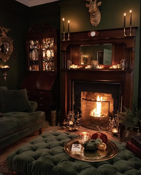 18th Century Home Interior, Vintage Cottage Interior Design, Outlander Aesthetic Home, Dark Academia House Decor, Scottish Living Room, Harry Potter Living Room, Moody Academia, Dark Academia Living Room, Dark Academia Cottage