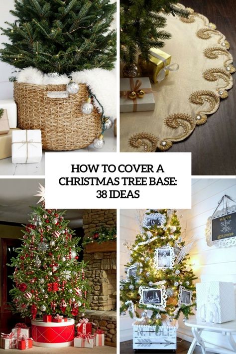 how to cover a christmas tree base 38 ideas cover Bottom Of Christmas Tree Ideas, Christmas Tree Tumblr, Christmas Tree Base Cover, Tree Base Cover, Christmas Tree Ring, Diy Christmas Tree Skirt, Decorating A Christmas Tree, Christmas Tree Base, Gold Christmas Tree Decorations