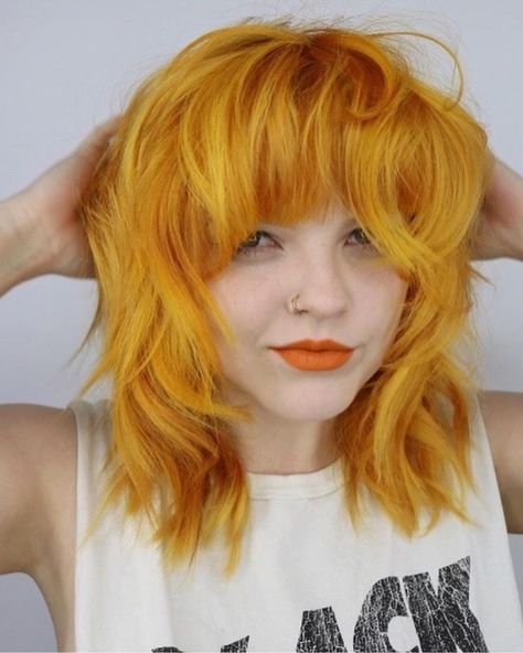 Angelo Seminara, Long Bob Haircut With Layers, Yellow Hair Color, Medium Hairstyle, Hair Color Orange, Long Bob Haircuts, Yellow Hair, Colour Ideas, Artistic Hair