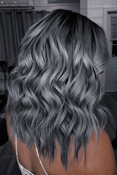 Hairstyles Grey Hair For Women In 2023-24 Dark Grey And Blonde Hair, Light Grey Hair With Dark Roots, Grey And Colored Hair, Hair Color Ideas For Brunettes Growing Out Gray, Dark Grey Silver Hair, Silver And Black Hair Color, Hair Color Ideas For Brunettes Silver, Dark Grey Hair Charcoal Short, Ash Brown And Silver Hair