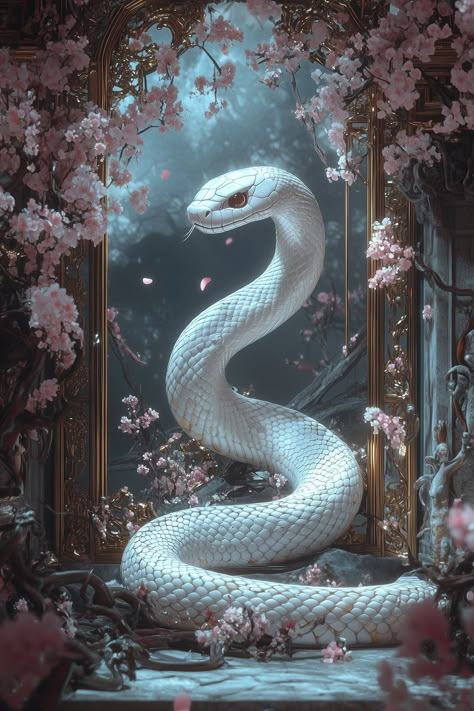 White Serpent Art, Kundalini Snake Art, The Year Of Snake, The Year Of The Snake, Cute Snake Wallpaper, Chinese New Year 2025 Snake Design, 2025 Snake Year, Fantasy Snake Art, Sand Serpent