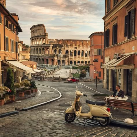 Rome Streets Aesthetic, Travel Aesthetic Rome, Old Rome Aesthetic, Italian City Aesthetic, Rome Aesthetic Vintage, Rome Scenery, 1930s Italy, Italiano Aesthetic, Vintage Italy Aesthetic