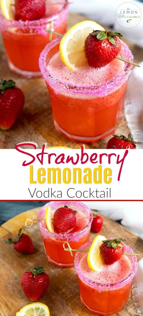 Svedka Strawberry Lemonade Recipes, Svedka Drinks Recipes, Strawberry Vodka Drinks Cocktails, Strawberry Cocktail Vodka, Cocktail Recipes With Lemonade, Strawberry Smirnoff Drinks, Summer Vodka Drinks Easy, Strawberry Hennessy Lemonade Drink Recipe, Easy Strawberry Cocktails