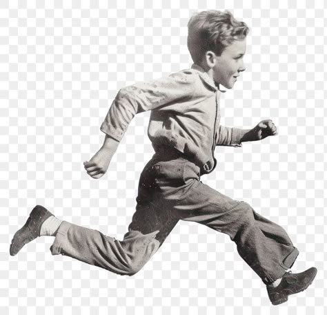 Retro People Illustration, Kid Running Reference, Vintage People Cutout, Vintage People Png, People Png Architecture, Youth Aesthetics, Run Pose, No Background Images, Running Reference