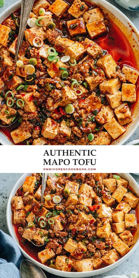 An easy mapo tofu recipe that creates the authentic taste of China and features soft tofu cooked in a rich, spicy, and savory sauce that is full of aroma. Serve it over steamed rice for a quick, delicious and healthy weekday dinner! Mapo Tofu Recipe Easy, Tofu Dinner Recipes, Asian Potluck, Mapo Tofu Recipe, Soft Tofu, Asian Dinner, Asian Dinners, Mapo Tofu, Authentic Chinese Recipes