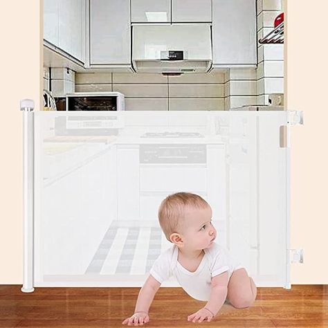 Celerity Retractable Baby Safety Gate, Mesh Baby Gate Kit for Toddlers Babies and Pet Dogs, Adjustable Baby Safety Gate for Stairs Indoor Outdoor Doorway Hallway with Mount Kit (white): Buy Online at Best Price in UAE - Amazon.ae Deck Banisters, Retractable Dog Gate, Gate Color, Puppy Gates, Gate For Stairs, Safety Gates For Stairs, Baby Gate For Stairs, Retractable Baby Gate, Kids Gate