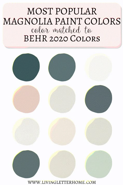 Magnolia paint colors matched to Behr paints Best Behr Bathroom Paint Colors, Farmhouse Paint Behr, Behr Paint Combinations, Behr Farmhouse Colors, Behr Basement Paint Colors, Best Magnolia Paint Colors, Magnolia Paint Colors Behr, Behr Paint Farmhouse Colors, Behr Paint Pallets For Home