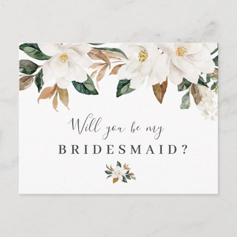 Create your own Invitation Postcard | Zazzle Will U Be My Bridesmaid, Emerald Wedding Decor, Bride Invitation, Botanical Wedding Theme, Bridesmaid Proposal Diy, Postcard Wedding Invitation, Bridesmaid Luncheon, Bridesmaid Invitation, Bridesmaid Card