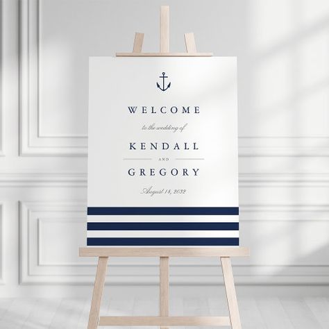 Nautical Anchor Wedding Welcome Sign for $44.20 - Wedding Thank You Card Welcome Party Sign, Wedding Signs Welcome, Holiday Work Party, Message Names, Wedding Reception Signage, Elegant Beach Wedding, Nautical Wedding Ideas, Anchor Wedding, Gala Party