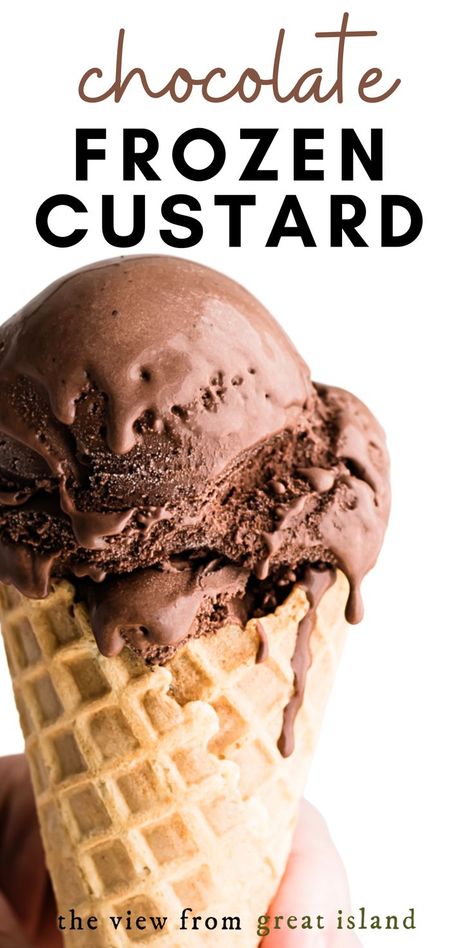 Frozen Custard Recipe, Frozen Custard Recipes, The View From Great Island, Custard Ice Cream, Custard Recipe, Frozen Kids, Chocolate Custard, Ice Cream Maker Recipes, Ice Cream Gelato