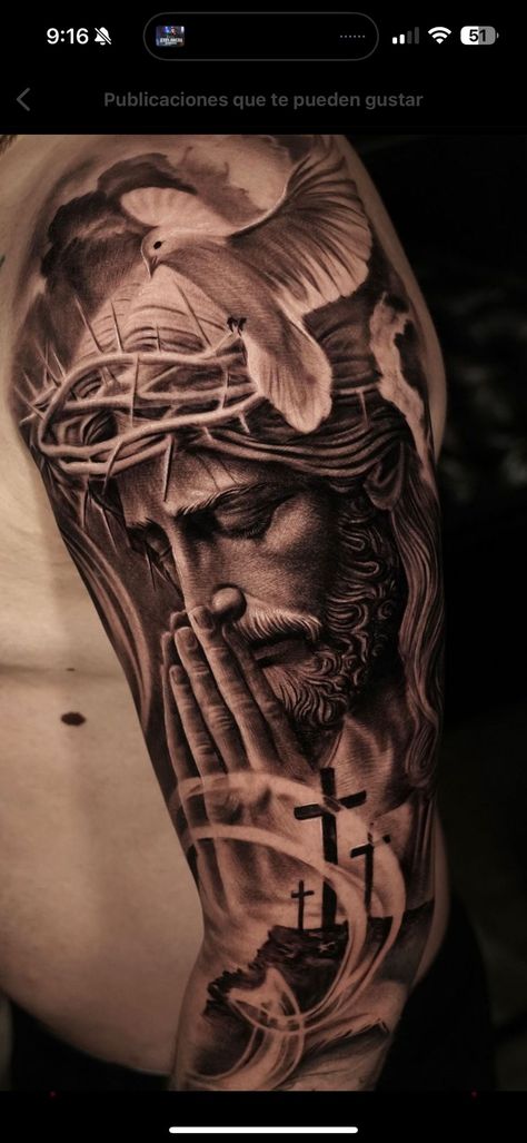 Bible Forearm Tattoos For Men, Catholic Sleeve Tattoo Men, Qtr Sleeve Tattoo, Religious Forearm Tattoo, Virgin Mary With Rosary Tattoo, Religious Sleeve Tattoo Men, God Tattoos Men, God Tattoos For Men Jesus, Jesus Lion Tattoo