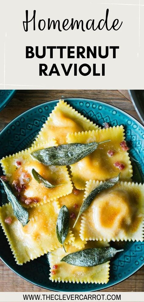 A simple, delicious recipe for homemade butternut squash ravioli from scratch! The roasted butternut squash filling and assembled ravioli can be made in advance. It’s way better than store-bought! Easy Sheet Pan Meals, The Clever Carrot, Clever Carrot, Squash Ravioli, Creamy Butternut Squash, Brown Butter Sauce, Butternut Squash Ravioli, Pappardelle Pasta, Sourdough Recipe