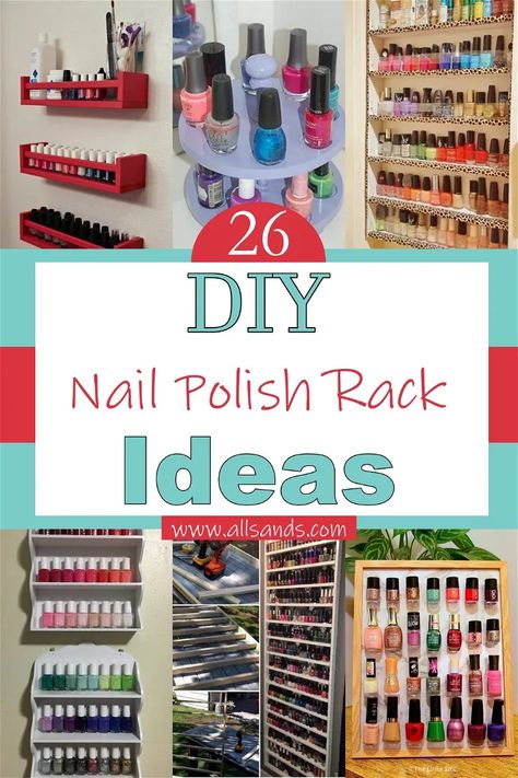 Polish Rack Ideas, Nail Supplies Organization, Cosmetic Organization, Nail Organization, Nail Polish Shelf, Cheap Nail Polish, Sharpie Tie Dye, Pride Nails Designs, Old Nail Polish