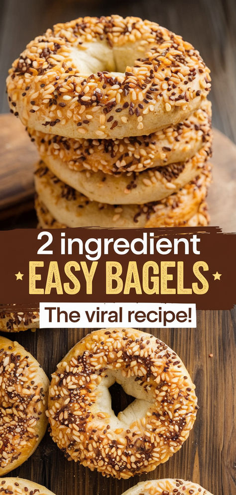 Make these delicious 2-ingredient bagels at home! No yeast, no boiling—just quick and easy breakfast perfection. Easy Bagels, 2 Ingredient Bagels, Healthy Airfryer, How To Make Bagels, Healthy Bagel, Bagel Recipe Easy, Celiac Diet, Vegan Breads, Bagels Recipe