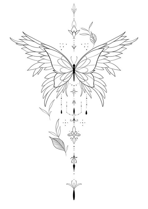 Back Wing Tattoos For Women, Wing Tattoo Designs For Women Back, Butterfly Back Tattoo Spine, Spine Back Tattoo, Butterfly Spine Tattoo, Angel And Butterfly, Butterfly Wings Tattoo, Butterfly Wing Tattoo, Minimalist Symbols