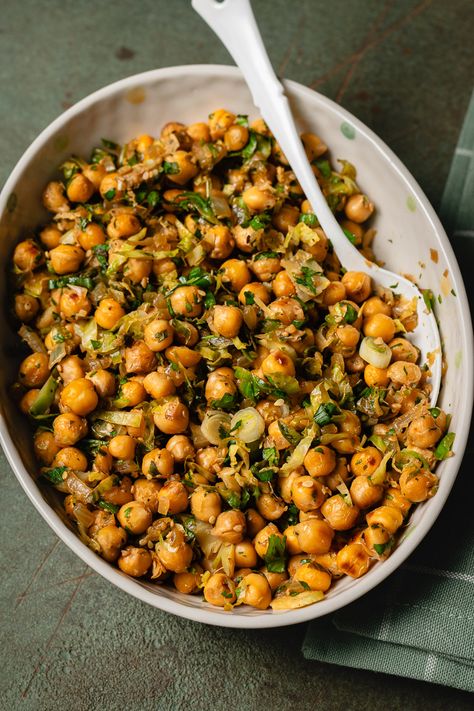 Lemon Chickpeas, Lemon Chickpea, Garlic Chickpeas, Vegan Stir Fry, Cooking Dried Beans, Dry Chickpeas, Shredded Brussel Sprouts, Health Dinner, Lemon Sauce