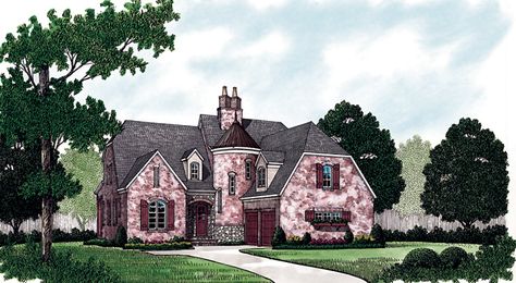 Moscato Luxury European Home  from houseplansandmore.com Storybook Cottage House Plans, Storybook House Plan, Turret House, Circular Staircase, Secret Passage, Storybook House, Victorian House Plans, Storybook Homes, Secret Passageways