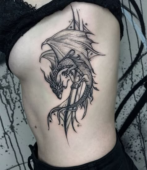 Dragon Ribcage Tattoo, Dragon Rib Tattoo, Tattoo Of Dragon, Elegant Dragon Tattoo, Dragon Thigh Tattoo, Dragon Tattoo Arm, Dragon Tattoo Meaning, Red Dragon Tattoo, Dragon Tattoo Ideas