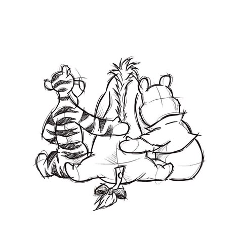 Eeyore Tattoo, Winnie The Pooh Tattoos, Eeyore Pictures, Winnie The Pooh Drawing, Giraffe Drawing, Petit Tattoo, Disney Sketches, Minimalist Tattoos, Disney Coloring Pages