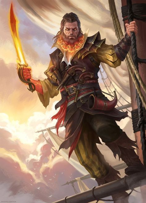 Sky Pirate, Fantasy Pirate, Dungeons And Dragons Races, Pirate Art, Dungeons And Dragons Classes, Dnd Dragons, D&d Dungeons And Dragons, Fantasy Warrior, Dungeon Master