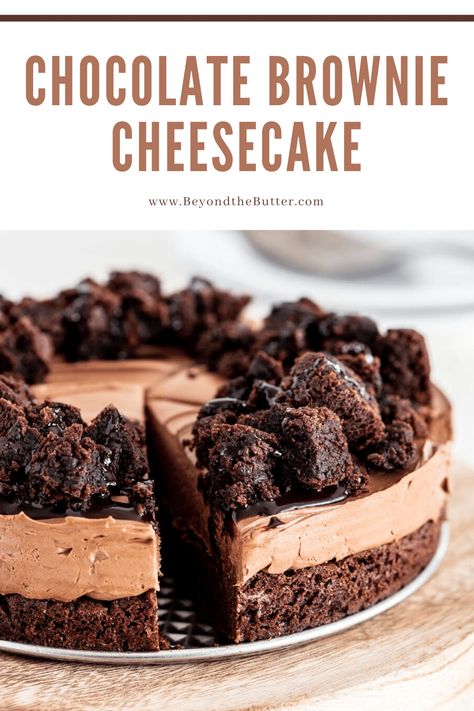 Brownie Cheesecake Birthday Cake, Brownie Bottom Cheesecake Bites, Chocolate Brownie Dessert Ideas, Chocolate Pan Desserts, Chocolate Cheesecake Birthday Cake, Brownie Bottom Chocolate Cheesecake, Desserts For The Office, Brownie Bottom No Bake Cheesecake, 5 Layer Cookie Box Brownie Cheesecake