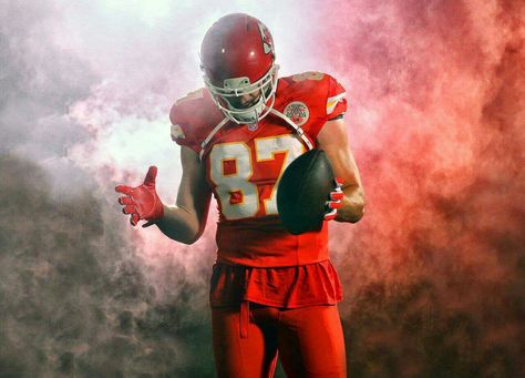 Color Rush uniforms for Thursday night football. Travis Kelce. Chiefs Makeup, Travis Kelce Wallpaper, Kc Cheifs, Kansas City Nfl, Football Romance, Nfl Uniforms, Kc Chiefs Football, Kc Football, Red Kingdom