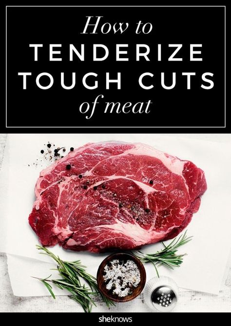 how to tenderize tough cuts of meat Tough Steak Recipes, How To Tenderize Meat, Tenderizing Steak Marinade, Meat Tenderizer Recipe, Tenderizing Steak, Tenderizing Meat, Steak Tenderizer, Cheap Steak, Meat Tenderizer Tool