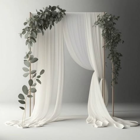 Chiffon Arch Wedding, Classy Photo Booth Backdrops, Wedding Backdrop Minimalist, Minimalist Wedding Decor Outdoor, Wedding Arch Ideas Simple, Arch Decoration Wedding Diy, Simple Arch Decor, Modern Diy Wedding Decor, Wedding Arch Draping Ideas