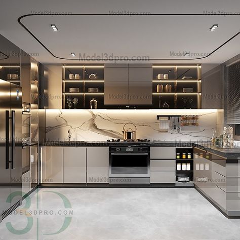 Kitchen 3d model free - 3D models - Free 3D Models - 3d model - Free 3d Kitchen 3d Design, Luxury Kitchen Design Modern Interiors, Kitchen Interior Design Modern Luxury, Modern Elegant Kitchen, Kitchen Interior Modern Luxury, Modern Kitchen Design Images, Kitchen Luxury Modern, Model Kitchen Design, Luxury Houses Kitchen