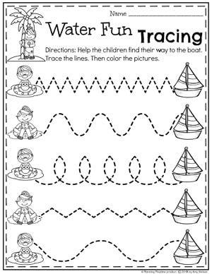 Preschool Summer Worksheets - Water Fun Tracing Worksheets #preschool #summerpreschool #preschoolprintables #preschoolworksheets #planningplaytime #tracingworksheets Summer Worksheets For Preschool, Water Theme Preschool, Summer Preschool Activities, Pre K Worksheets, Line Tracing, Summer Worksheets, Preschool Tracing, Preschool Planning, Tracing Worksheets Preschool