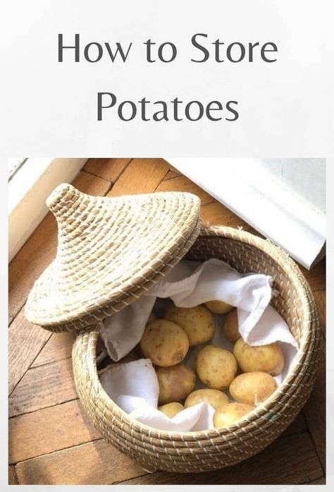 How to Store Potatoes Skills Everyone Should Know, Veggie Storage, Potato And Pea Curry, Broccoli Frittata, Potato Basket, Green Potatoes, Potato Storage, Store Cupboard, How To Store Potatoes