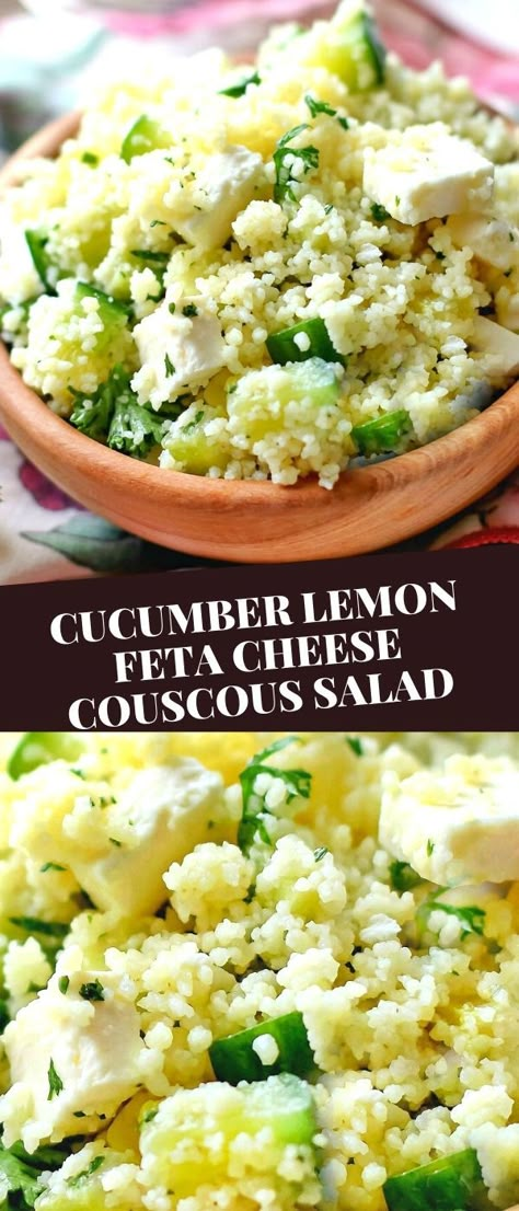 What To Make With Couscous, What To Do With Lemon Cucumbers, Couscous Cucumber Salad, Feta Couscous, Couscous Feta Recipes, Cucumber Dinner, Lemon Couscous Salad, Couscous Feta Salad, Easy Couscous Salad