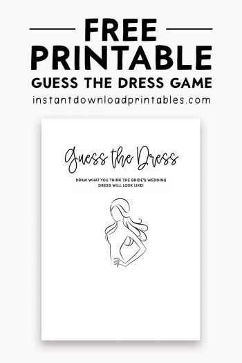 Bridal Shower Guess The Dress, Guess The Dress Free Printable, Guess The Dress Bridal Shower Game, Bridal Shower Games Free Printables, Free Bridal Shower Printables, Free Bridal Shower Games, Woodland Baby Shower Theme, Guess The Dress, Planning Party