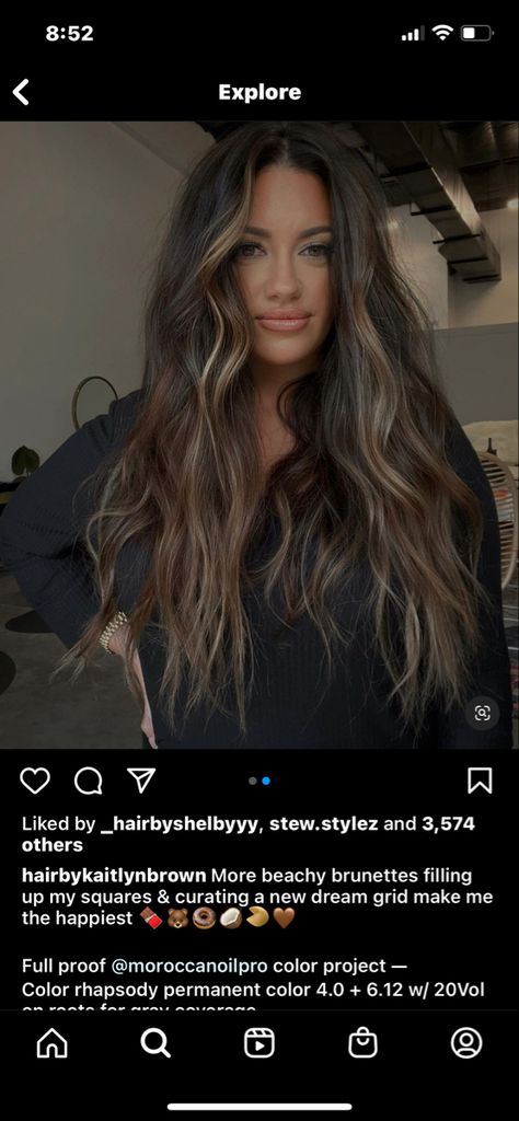 Black Hair With Babylights And Money Piece, Money Prices On Dark Hair, Long Dark Dimensional Hair, Blended Balayage Brunettes Dark Brown, Long Brunette Hair With Dimension, Dark Hair Lightened, Dark Brown With Deminsion, Multitone Brown Hair Brunettes, Lived In Burnett