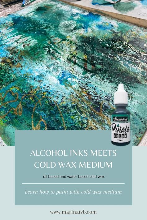 Enhance your cold wax and oil paintings with alcohol inks and cold wax medium. This technique brings a beautiful combination of transparency and textures to add interest to your paintings. Wax Artist, Cold Wax Painting Technique, Encaustic Art Techniques, Encaustic Wax Art, Cold Wax Painting, Wax Art, Wax Painting, Painting Medium, Encaustic Art