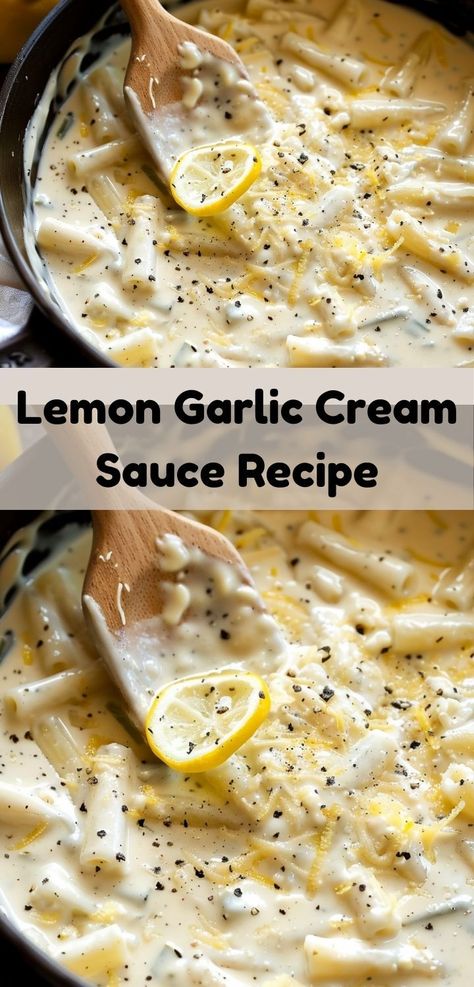 Looking for dinner recipes? Our Lemon Garlic Cream Sauce Recipe is a family favorite. Perfect for lemon garlic chicken or lemon garlic pasta, it’s an easy and delicious addition to your dinner ideas. Garlic Sauce Recipe For Pasta, Garlic Pasta Sauce Recipe, Garlic Cream Sauce Pasta, Cream Chicken Pasta, Creamy Lemon Garlic Sauce, Seafood Pasta Sauce, Lemon Cream Sauce Pasta, Creamy Pasta Sauce Recipes, Lemon Garlic Cream Sauce