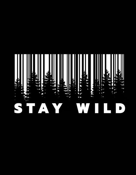 This Print Ready Stay Wild Themed T-shirt Design features illustration of barcode and tree line with placeholder for text. Ideal design for jungle related T-Shirt. Modify and download this template for your next T-Shirt design. Jungle T Shirt Design, Text T Shirt Designs, Aesthetic Tshirt Print Designs, Tshirt Printing Design Illustration, Tshirt Text Design, Aesthetic T Shirt Design, Men Tshirt Design Ideas, T Shirt Text Design, T Shirt Printing Design