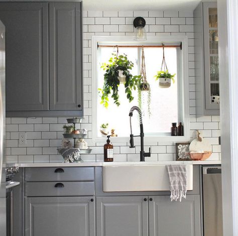 Today I’m sharing 13 real-life beautiful and inspirational IKEA kitchens. If you are joining me from Instagram you know I post my kitchen frequently and it is always one of my most popular posts! We have a white and bright IKEA kitchen – if you would like more details about our kitchen renovation click here. … Kitchen Window Plants, Kitchen Window Decor, Above Kitchen Sink, Kitchen Sink Window, Ikea Kitchens, Kitchen Plants, Ikea Kitchen, Trendy Kitchen, Kitchen Window