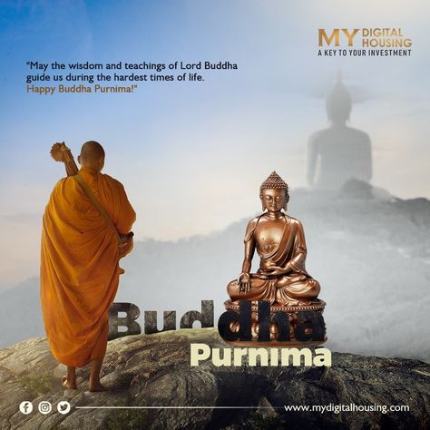 "Let us celebrate the birth, enlightenment, and passing away of Lord Buddha by spreading love and compassion to all beings. Happy Buddha Purnima!" #Buddha #buddhapurnima #mydigitalhousing #digitalmarketing Buddha Purnima Creative Ads, Buddha Purnima Creative, Budh Purnima, Happy Buddha Purnima, Buddha Purnima, Birthday Photo Banner, Happy Buddha, Lord Buddha, Photo Album Quote