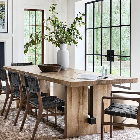 Harvest Dining Table, Trestle Dining Tables, Small Kitchens, Luxury Dining, Dining Room Inspiration, Restaurant Interior Design, Rectangular Dining Table, Farmhouse Dining, Decor Minimalist