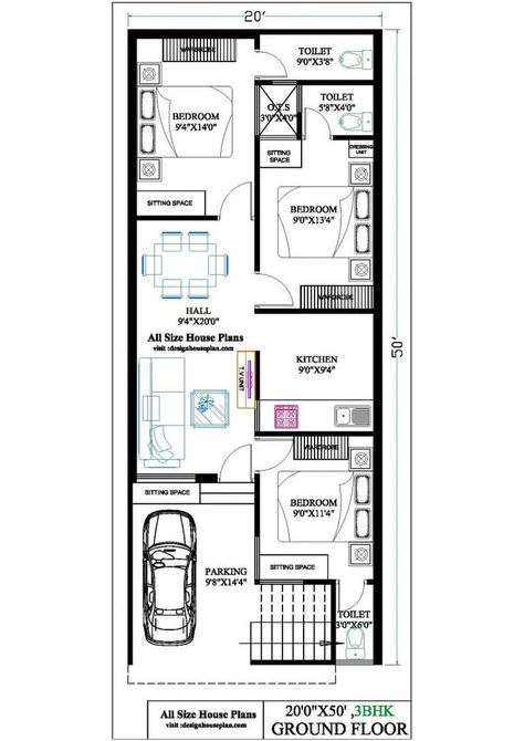 24×40 House Plans, 1000 Sq Ft House Plans Indian, 20x60 House Plans, 20x50 House Plans, 25×50 House Plan, 16 X 40 Floor Plans Layout, Bedroom Indian Style, 20 50 House Plan, Smart House Plans