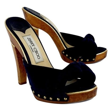 Pre-owned Jimmy Choo Navy Suede & Wood Slide Heels ($135) ❤ liked on Polyvore featuring shoes, navy, wood shoes, high heeled footwear, suede platform shoes, platform shoes and navy blue platform shoes Navy Blue High Heels, Blue Platform Shoes, Blue High Heel Shoes, Navy High Heels, Wood Shoes, Platform High Heel Shoes, Shoes Boots Heels, High Heel Platform, Shoes Platform