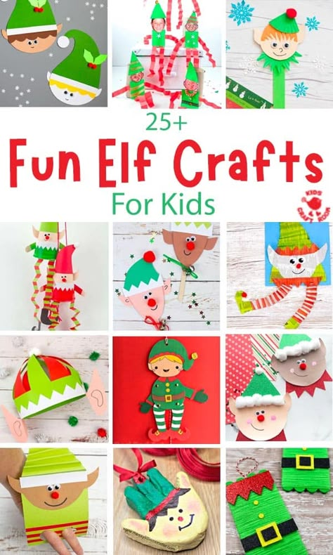 Easy Elf Crafts For Kids, Elf Kids Craft, Elf Art For Kids, Elf Diy Crafts, Preschool Elf Craft, Elf Ornaments Diy Kids, Elf On The Shelf Crafts For Kids To Make, Christmas Elf Craft, Elf Crafts For Preschoolers