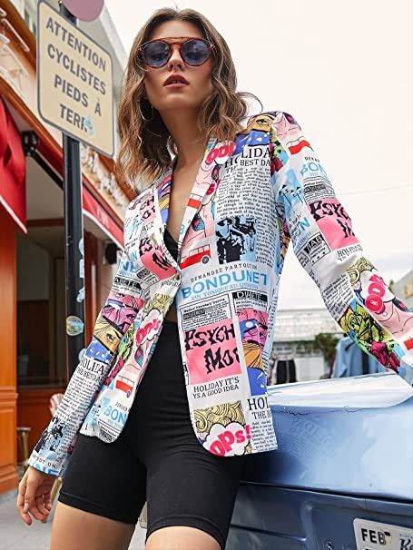 Women's Newspaper Pop Art Print Button Front Long Sleeve Casual Blazer Jacket
PRICES SUBJECT TO CHANGE
This post contains affiliate links, which means I may receive a small commission, at no cost to you, if you make a purchase through a link. Pop Art Fashion, Newspaper Print, Ladies Blazer, Legging Jeans, Blazer Women, Traje Casual, Single Button Blazer, Print Coat, Printed Blazer