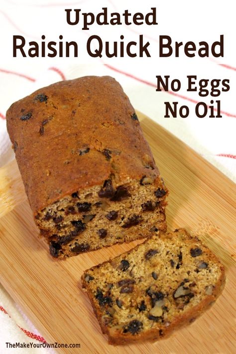 Updated Raisin Quick Bread | Easy Brown Bread Recipe Recession Meals, Bread With No Eggs, Raisin Quick Bread, Company Desserts, Brown Bread Recipe, Oatmeal Banana Bread, Frugal Kitchen, Oatmeal Banana, Frugal Food